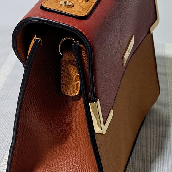 Dune London Handle Bag / Color-Block Mustard & Red Fall Colors - Picture 5 of 16